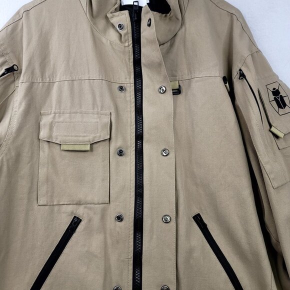 Mens Kahki 2XL Military Tactical Utility Jacket Gorpcore Multiple Pockets Straps - Picture 4 of 16